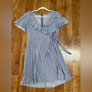 Blue & White Striped Dress Medium